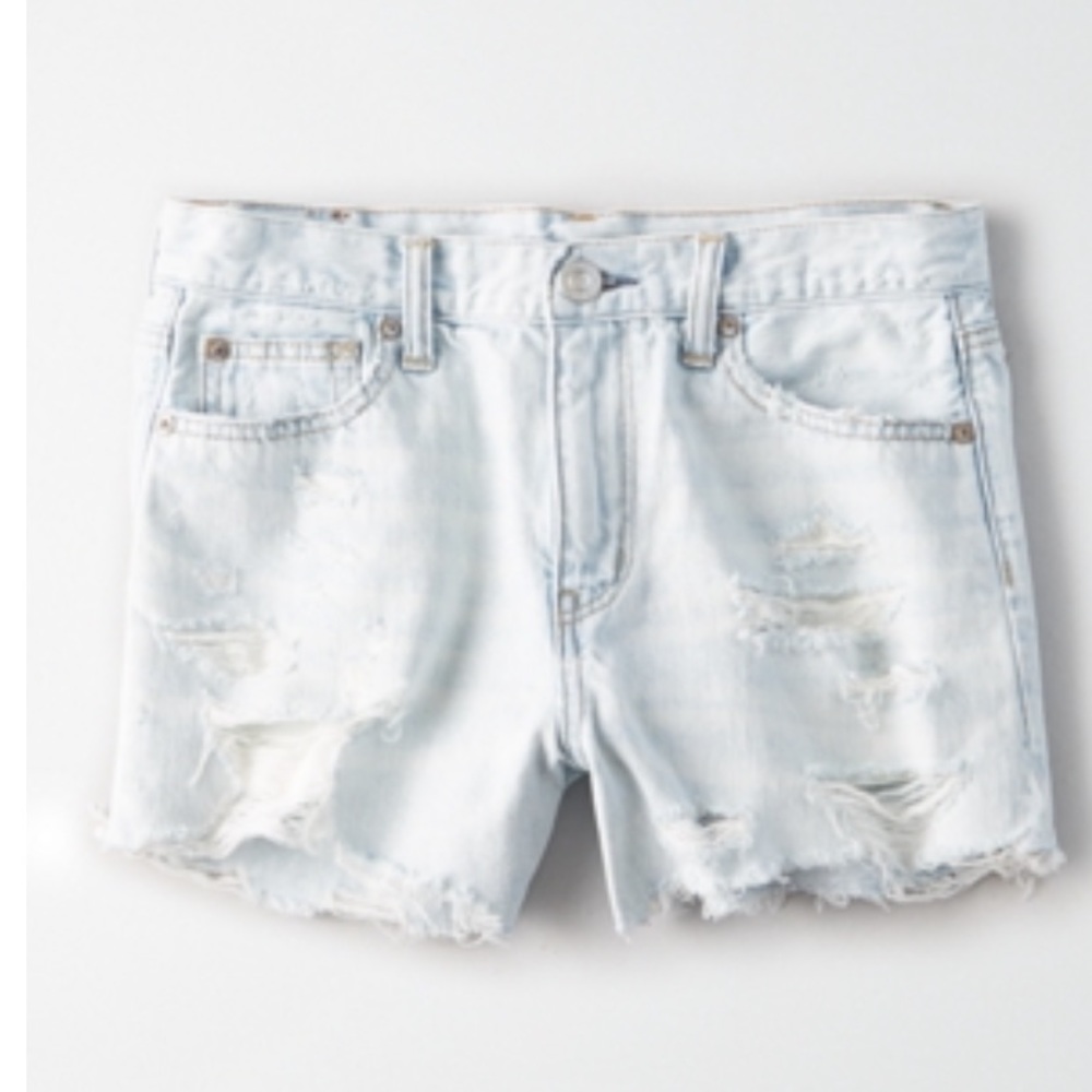AE high waisted denim festival midi shorts